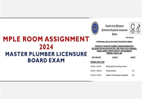 master plumber exam schedule july 2024|ROOM ASSIGNMENTS: July 2024 Master Plumber Licensure Ex.